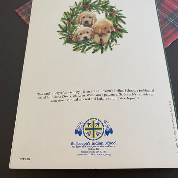 St Labre Indian School Red Truck with Puppy Christmas Greeting Card w/ Envelope - Picture 5 of 8